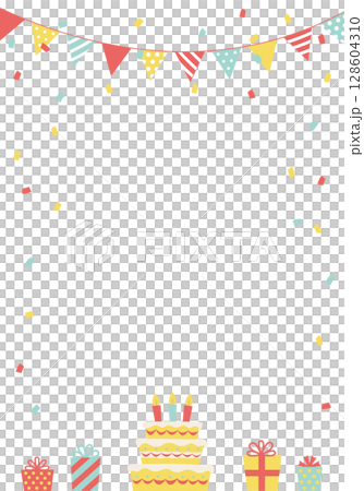 バースデーカード_誕生日パーティー背景（タテ） 128604310