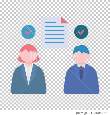 一名公司員工正在仔細檢查文件 一名公司員工正在仔細檢查文件 128605057