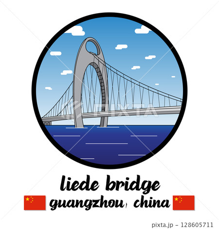 Circle Icon Liede Bridge. Vector illustration 128605711