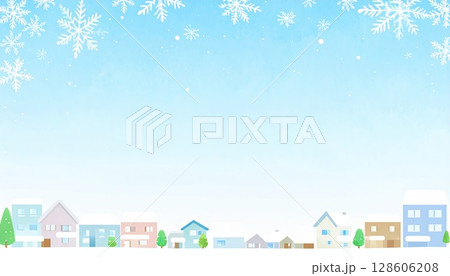 《AI画像》雪が降り積もる街並み 128606208