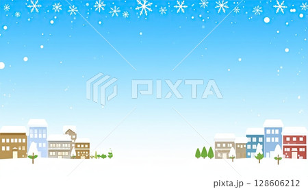 《AI画像》雪が降り積もる街並み 128606212