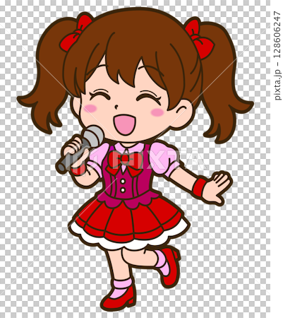 歌っているアイドルの女の子のイラスト 128606247