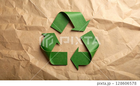 《AI画像》地球の環境に優しい再生紙 リサイクルイメージ 《AI画像》地球の環境に優しい再生紙 リサイクルイメージ 128606578