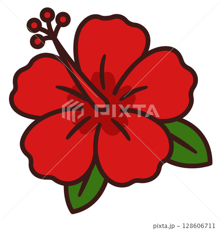 シンプルなハイビスカスの花のアイコン 128606711