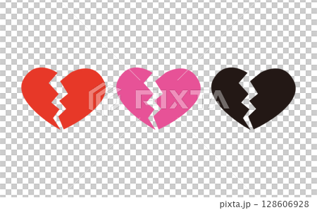 Broken heart icon set of 3 128606928