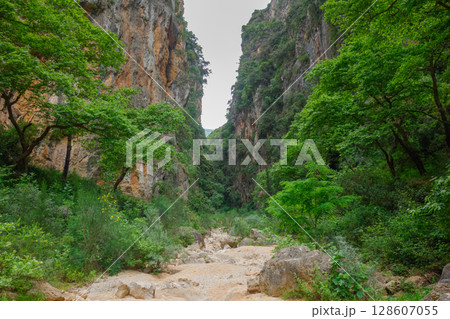 inside Canyon of Gjipe in Vlore County, Albania inside Canyon of Gjipe in Vlore County, Albania 128607055