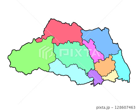 少しゆるい埼玉県地図 地域色分け 少しゆるい埼玉県地図 地域色分け 128607463
