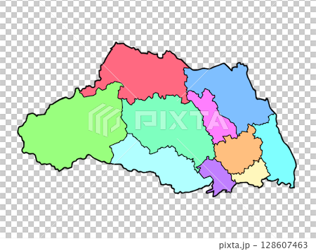 少しゆるい埼玉県地図 地域色分け 少しゆるい埼玉県地図 地域色分け 128607463