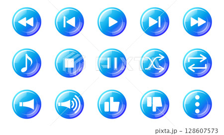 丸いボタンの音楽アイコンセット_01 128607573