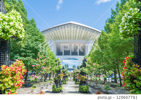 「埼玉県」埼玉スタジアム2002と公園の夏風景　 128607781