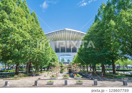 「埼玉県」埼玉スタジアム2002と公園の夏風景　 128607789