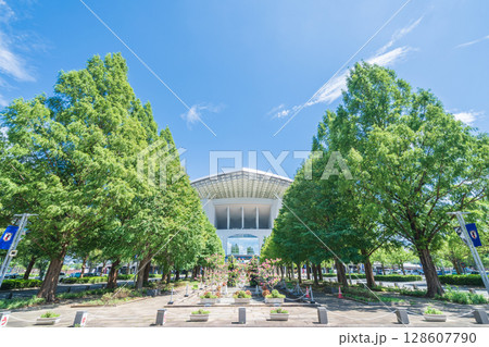 「埼玉県」埼玉スタジアム2002と公園の夏風景　 128607790