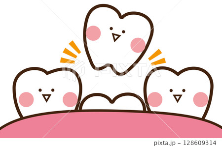 かわいい歯のキャラクター かわいい歯のキャラクター 128609314