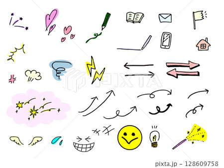 手書きのかわいい手描きのメモ 手書きのかわいい手描きのメモ 128609758