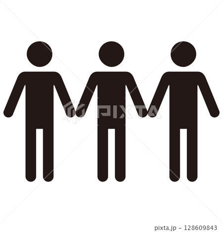 手をつなぐ人たちのピクトグラムアイコン 手をつなぐ人たちのピクトグラムアイコン 128609843