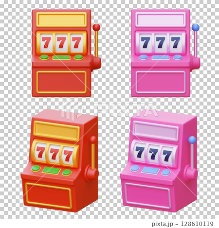 Cartoon Style Casino Gambling Game Slot Machines 3D graphic 128610119