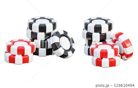 cartoon Style casino gambling poker token chips 3D graphic 128610494