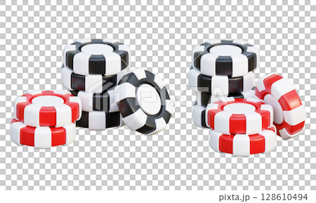 cartoon Style casino gambling poker token chips 3D graphic 128610494