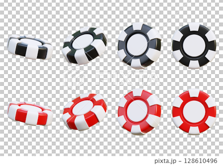 cartoon Style casino gambling poker token chips 3D graphic 128610496