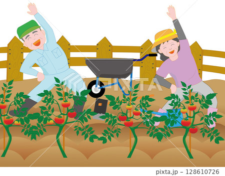 高齢者夫婦の楽しい家庭菜園 128610726