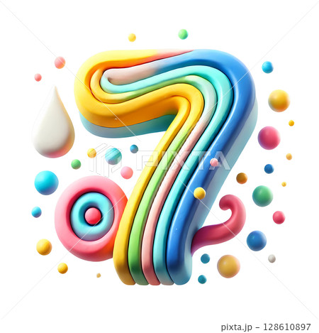 colorful number seven colorful number seven 128610897