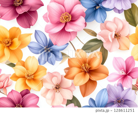 カラフルなボタニカル壁紙 背景 128611251