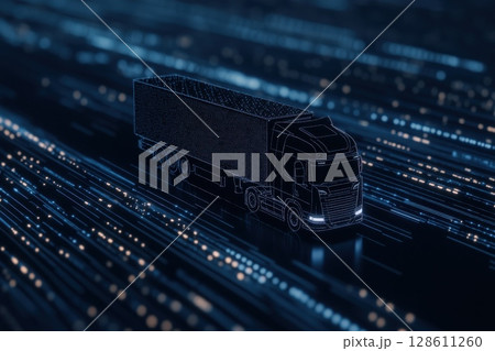 Digital Truck in Motion Graphics, modern transportation and logistics. 128611260