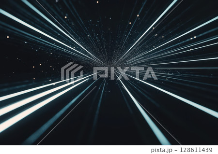 Abstract Futuristic Lines Converging in Dark Space 128611439