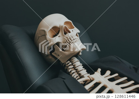 Business Skeleton in Tailored Suit Relaxing Business Skeleton in Tailored Suit Relaxing 128611446
