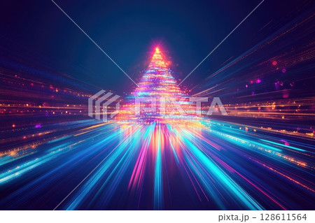 Colorful Minimalist Christmas Tree Design 128611564