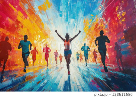 Vibrant Colorful Marathon Poster Marathon Art Display Vibrant Colorful Marathon Poster Marathon Art Display 128611686
