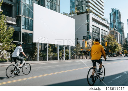 Empty Billboard in Suburban Street Setting 128611915