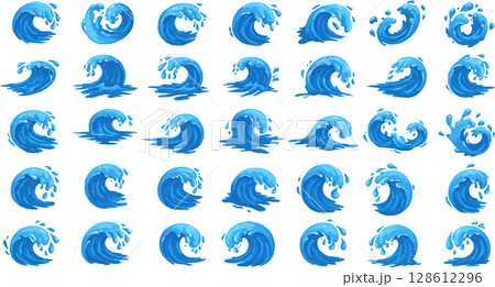 Abstract blue background with seamless water drops and floral wave patterns Abstract blue background with seamless water drops and floral wave patterns 128612296