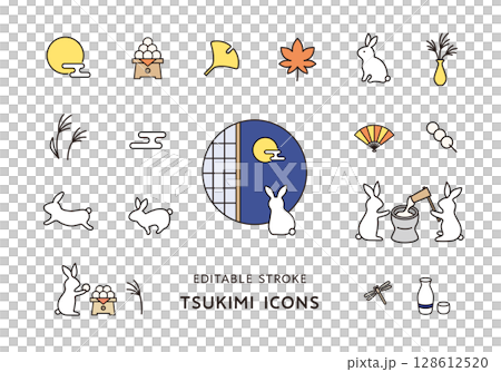 Icon set related to the Full Moon Festival 128612520