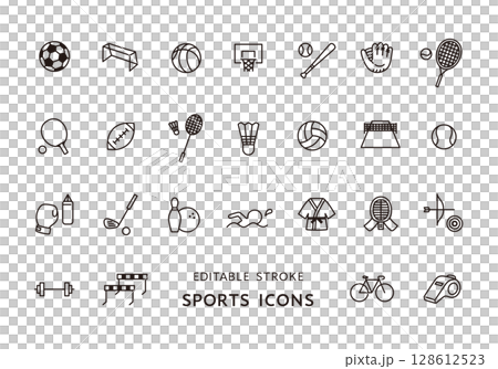 各種運動的圖標集(單色) 各種運動的圖標集(單色) 128612523