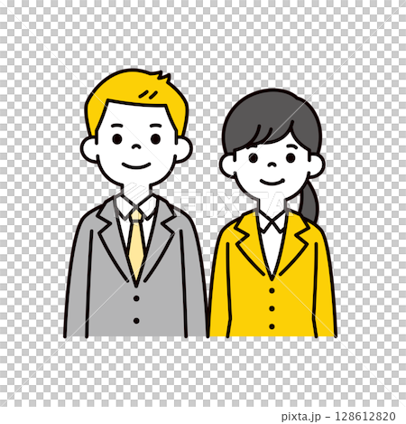 就職活動をしている若い男女の上半身イラスト素材セット＿ベクター 128612820