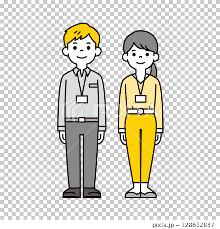 全身插圖素材集的年輕男女工作成年人與姓名持有人_向量 128612837
