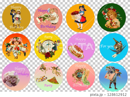 Round birthday sticker 128612912