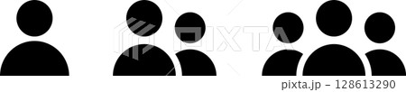 人、人の集団、組織など人々の形・シルエットのアイコンセット 人、人の集団、組織など人々の形・シルエットのアイコンセット 128613290