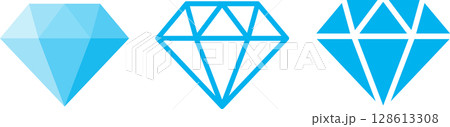 ダイヤモンドアイコン青 128613308