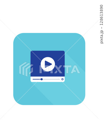 Video Player Icon Flat stock illustration 128613890
