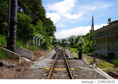 踏切と自然の風景 128614525