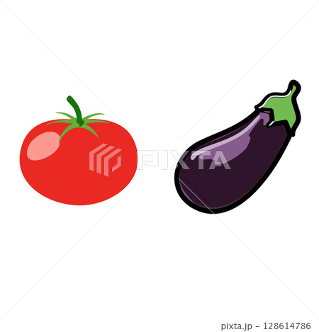 トマトとなすびのイラスト【ベクター素材】 128614786