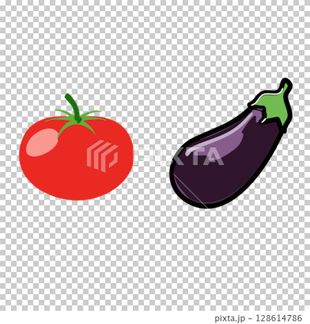 トマトとなすびのイラスト【ベクター素材】 128614786