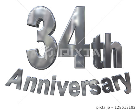 3DCG文字「34th Anniversary/34周年マークキラキラ」 128615182