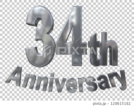 3DCG文字「34th Anniversary/34周年マークキラキラ」 128615182