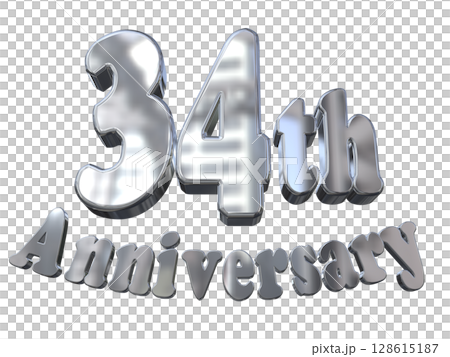 3DCG文字「34th Anniversary/34周年マークキラキラ」 128615187
