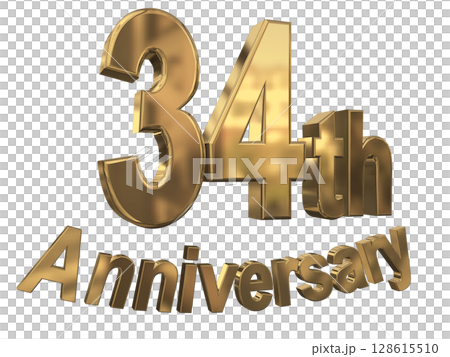 3DCG text "34th Anniversary/34th Anniversary Mark Sparkle" 128615510