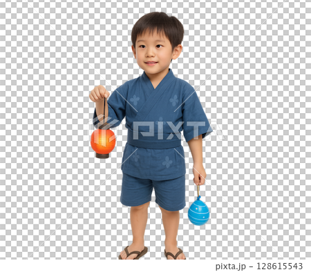 笑容滿面的幼兒享受日本夏季節日 128615543