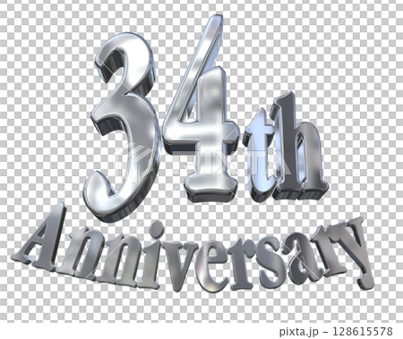 3DCG文字“34週年/34週年紀念馬克·斯帕克” 128615578